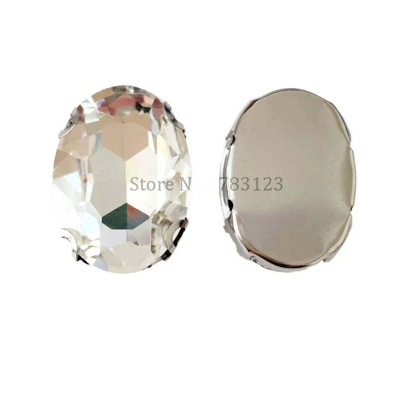 D claw white oval shape sew on stones,flatback rhinestones with 4 holes,diy/Clothing accessories