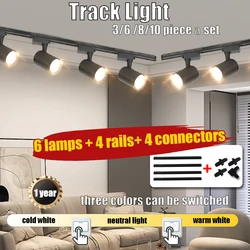 Led Track Light Set COB Track Lighting 3 colorchangable Wall Lamp Rail  110V Spot Lights Led 30W Spotlight Clothing Store Shop