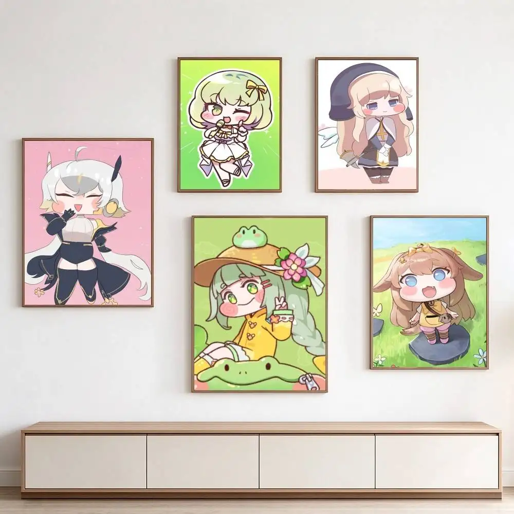 Trickcal Chibi Go R-Re VIVE  Poster High Quality Dorm Living Room Aesthetic Wall Decoration Painting Stickers Gift