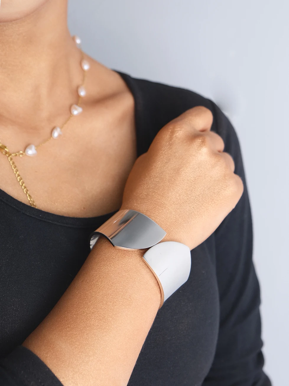 

May@RZ Stylish Wide Face Stainless Steel Bracelet For Women's Elegant Jewelry Fashion Cuff Bangle Daily Outfit Friend's Gift