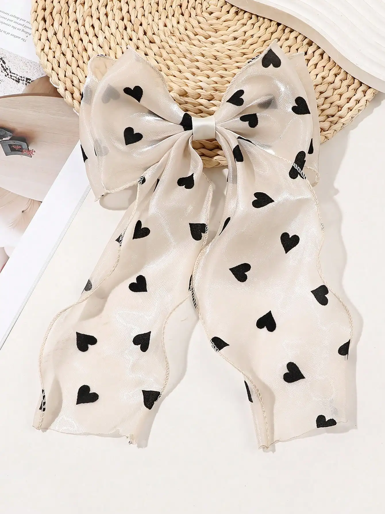 1Pcs Schwarz Polka Dot Organza Bogen Haar Clip frauen Flauschigen Band Hairgrip Französisch Kopfschmuck Süße Nette Haar Zubehör haarnadeln – Detail 14