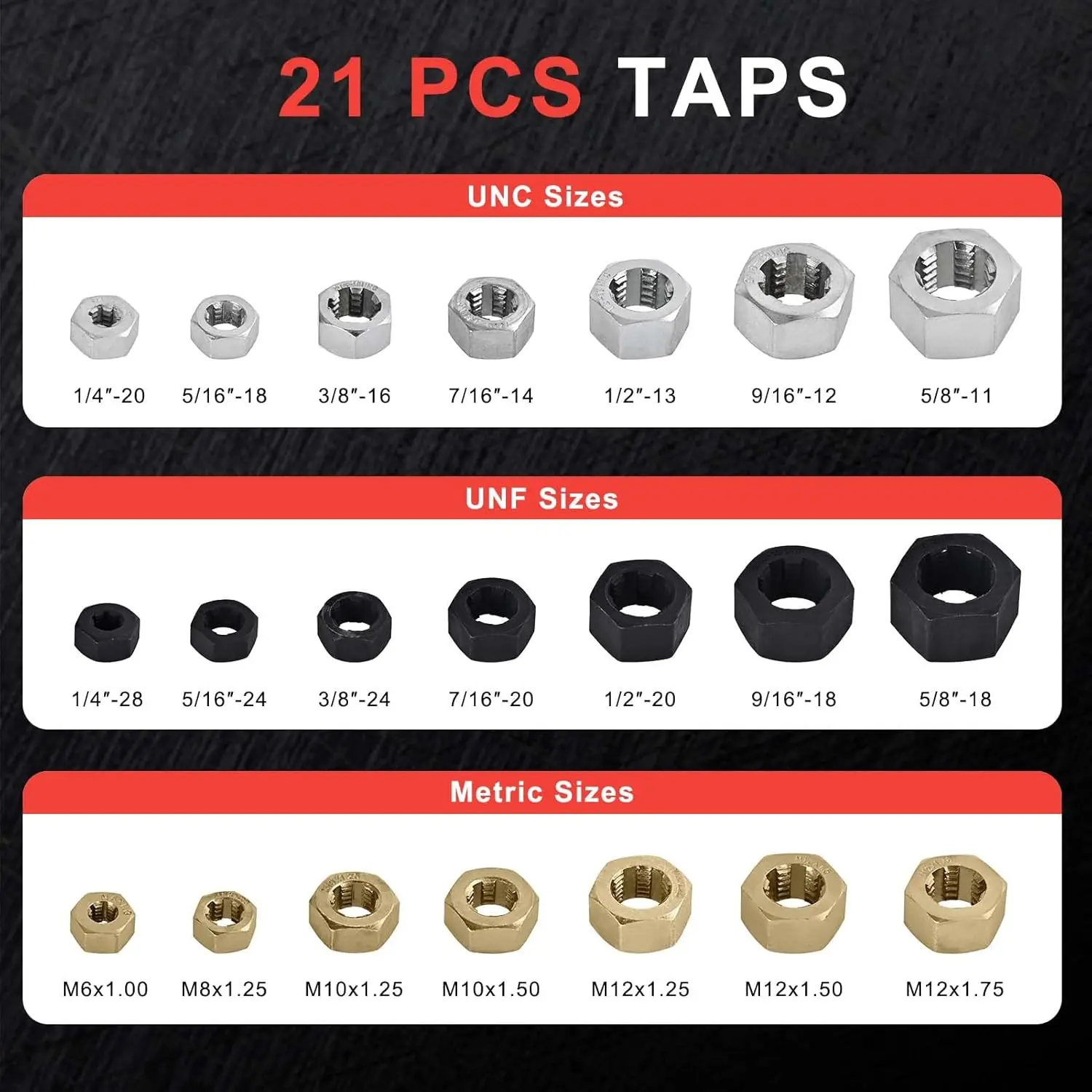 42-Piece Thread Chaser Set, Thread Restorer Rethreading Kit, Thread Repair Tool with UNF UNC and Metric Sizes