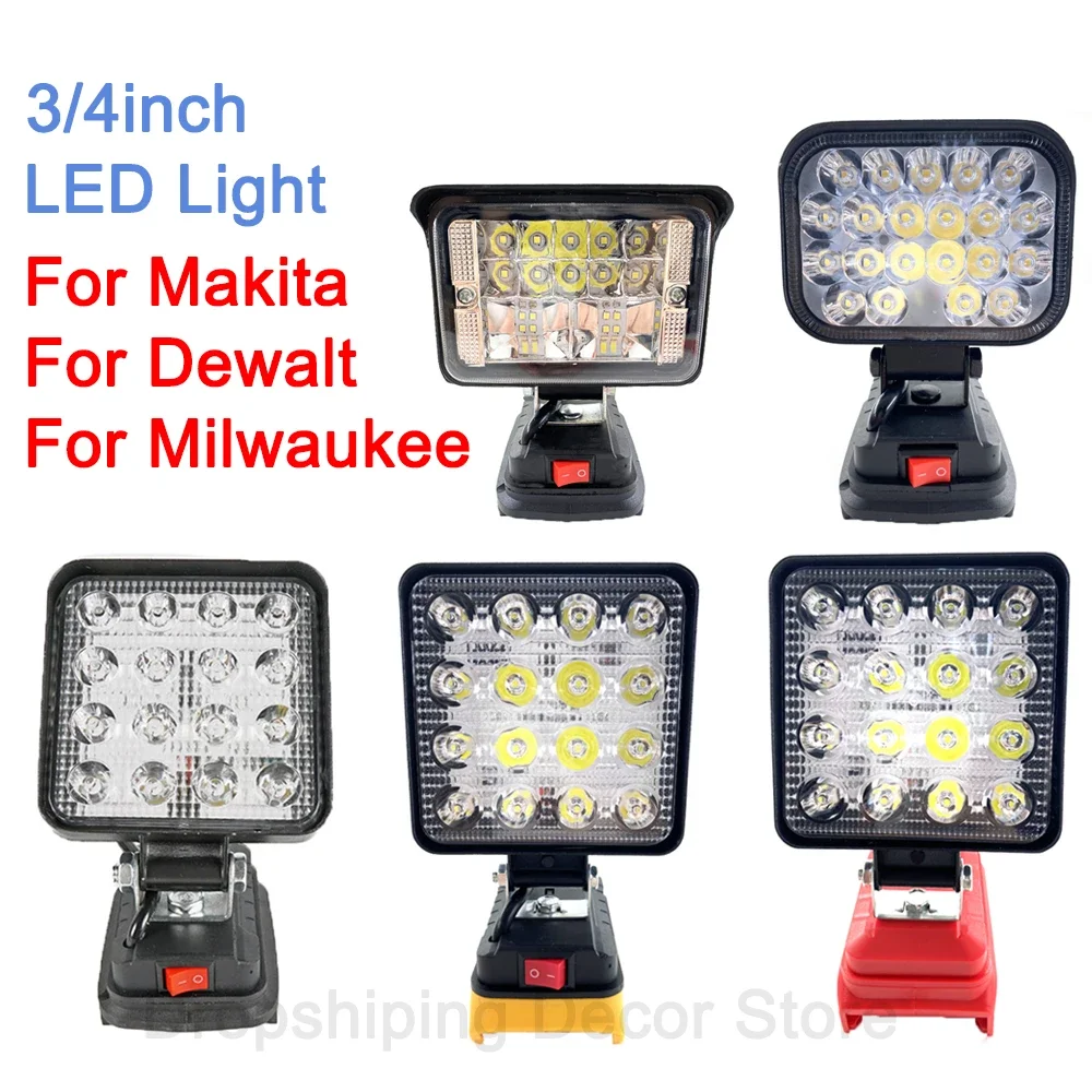 Led Work Light para Iluminação Exterior Luzes de Inundação de Emergência Lanterna para Camping Makita Dewalt Milwaukee 18v