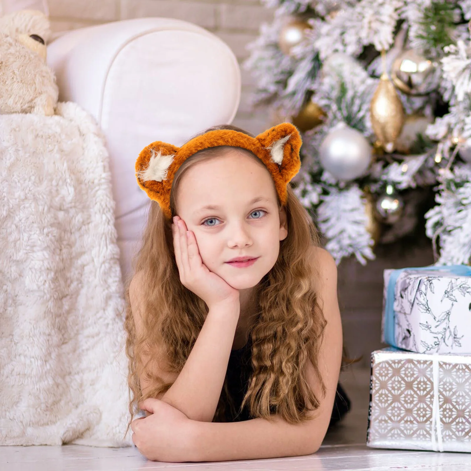 

1pc Tiger Ear Design Hairband Lightweight Headband Creative New Year Headdress Party Stage Family Photo Decoration Orange