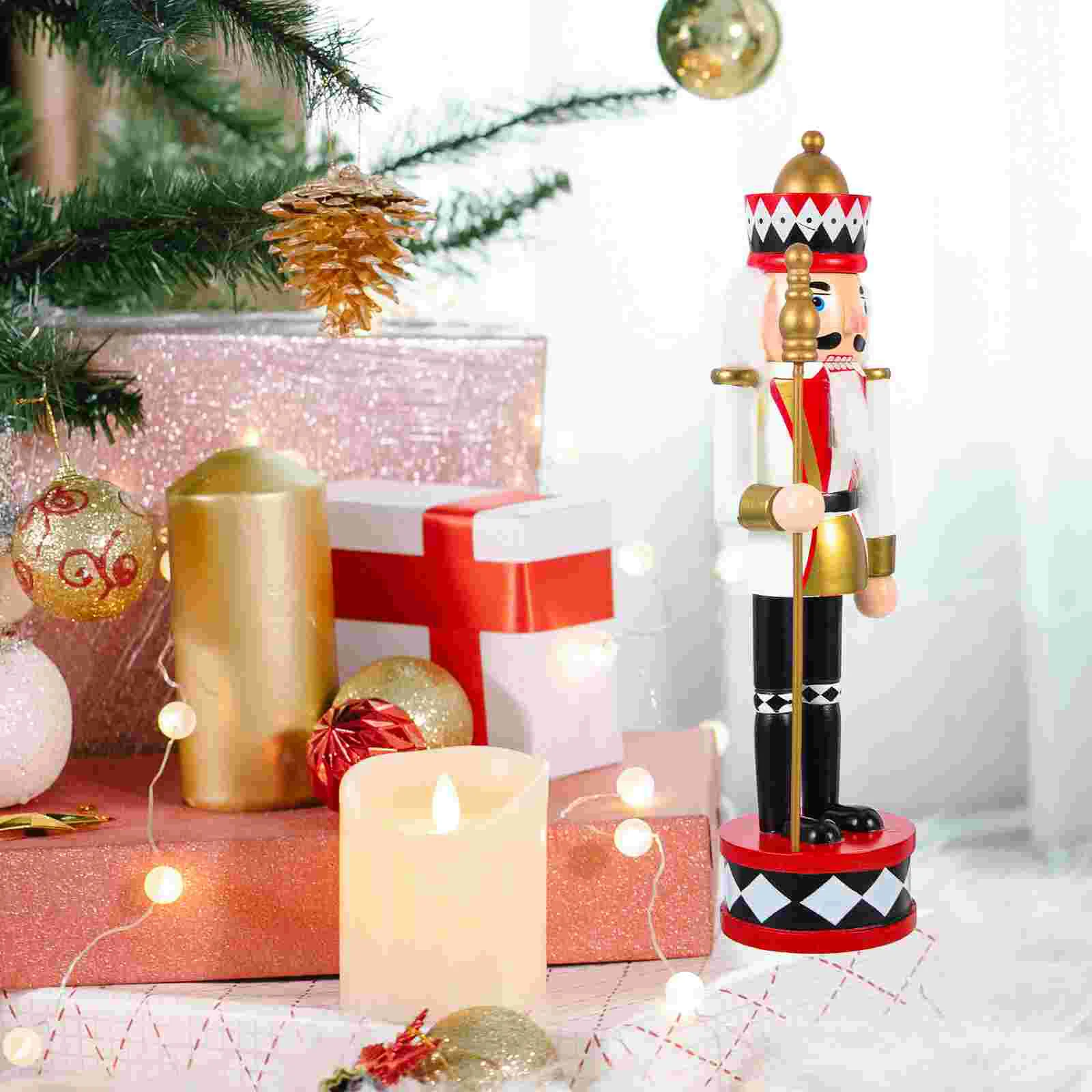 Standing Drum Nutcracker Decor Nutcrackers Decorations Wood Window Party Supplies Desktop Christmas Wooden Soldier