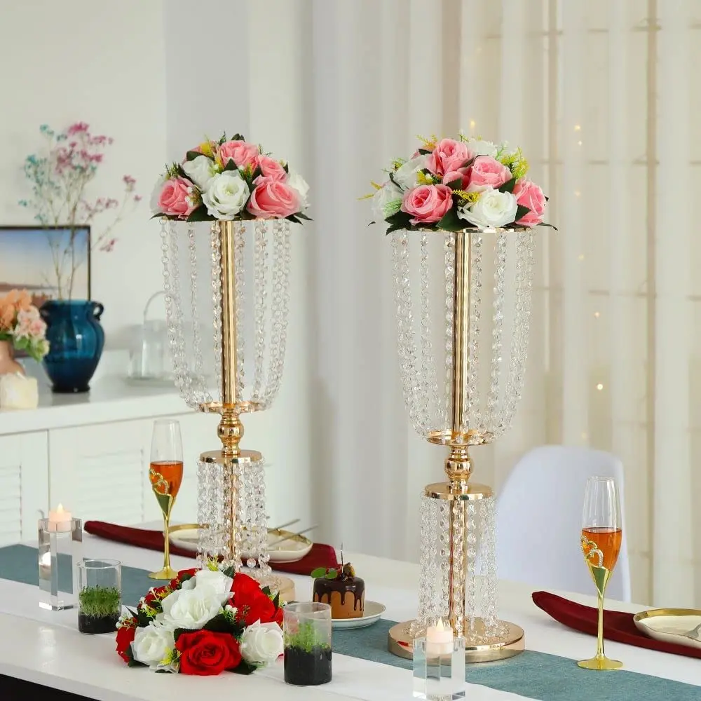 Acrylic Crystal Wedding Road Lead Table Flower Stand Candlestick Centerpiece Event Party Wedding Decoration Supplies