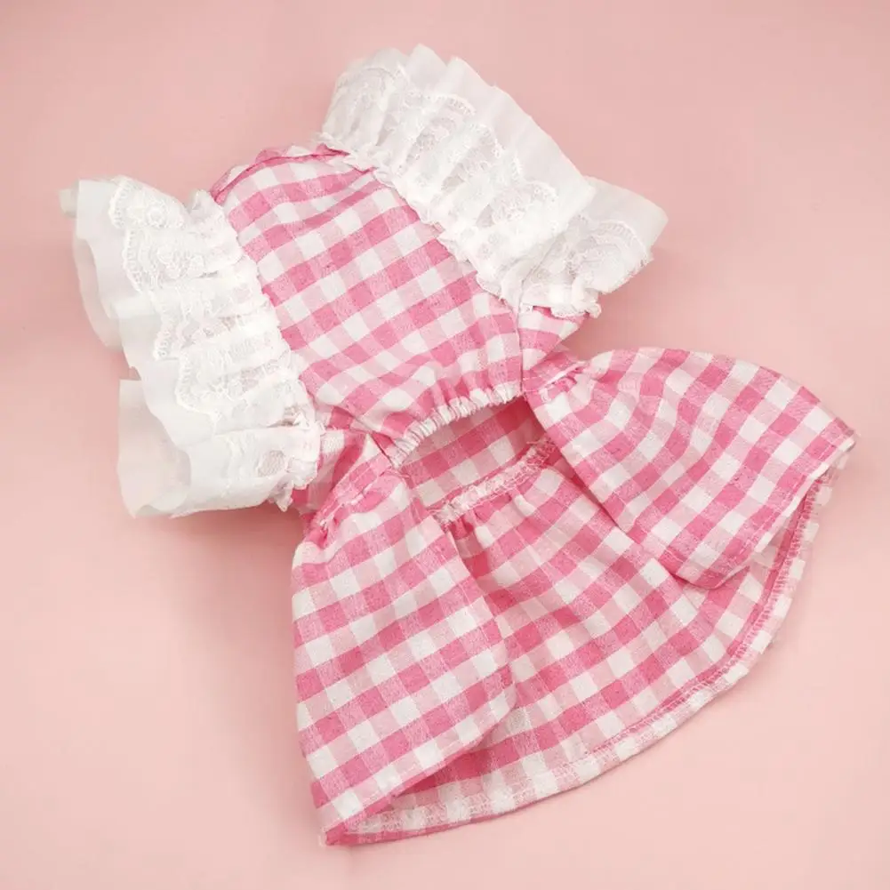 Dog Dress  Ruffle Sleeves   Pet Dress Bowknot Plaid Printing Pet Dog Cat Dress