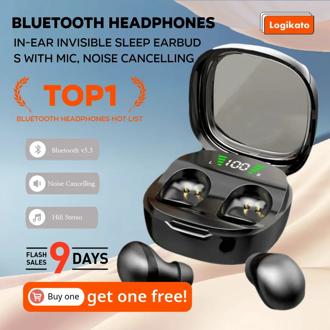 Buy 1 Get 1 FREE! Mini in ear invisible sleep sports wireless Bluetooth earphones! Equipped with microphone and noise reduction.