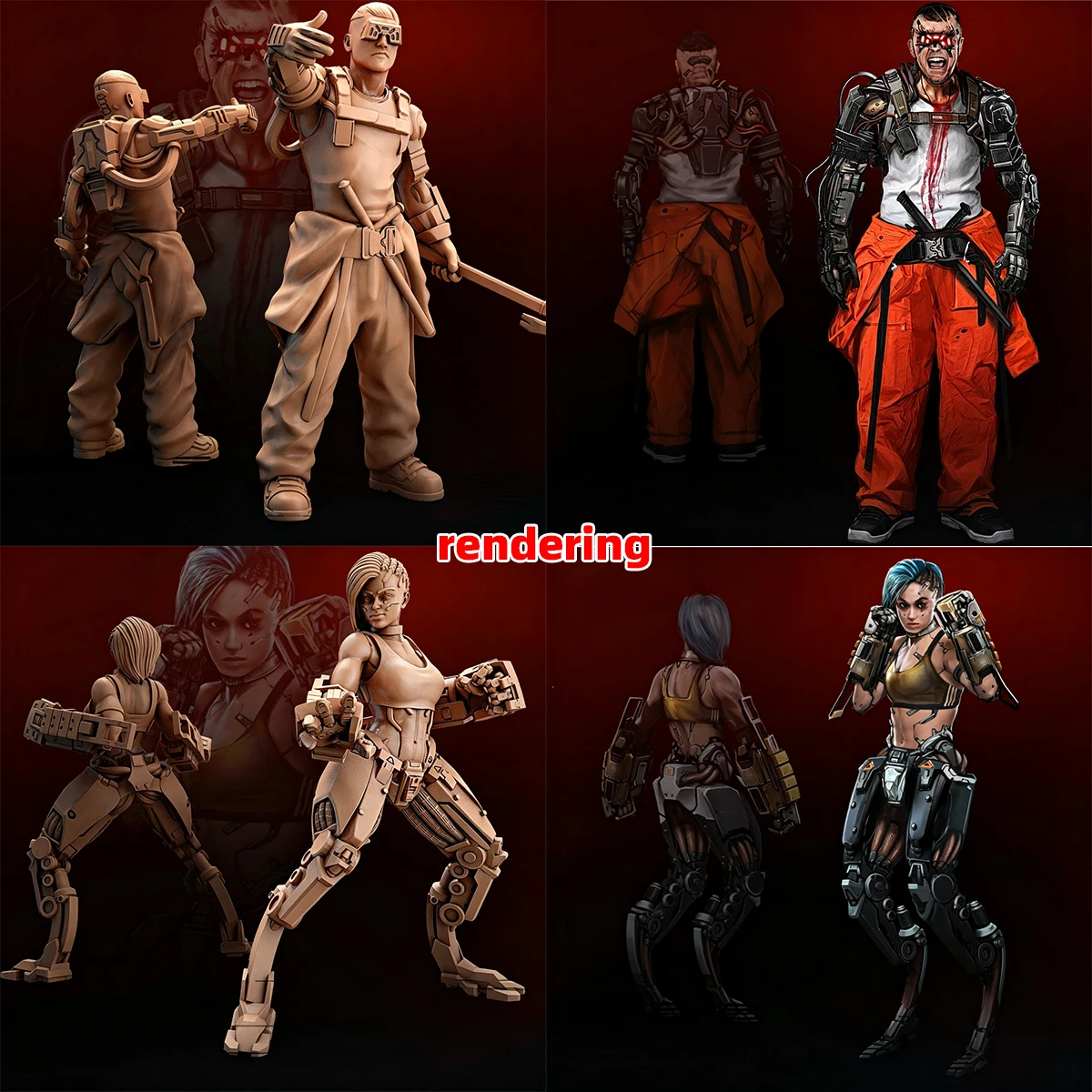 1/35 1/48 1/60 1/72 1/100 1/144 Modellbausatz 3D Harz Miniatur-Soldatenfiguren Diorama Unbemalt Cyberpunk Cyborg Squad DIY – Detail 12