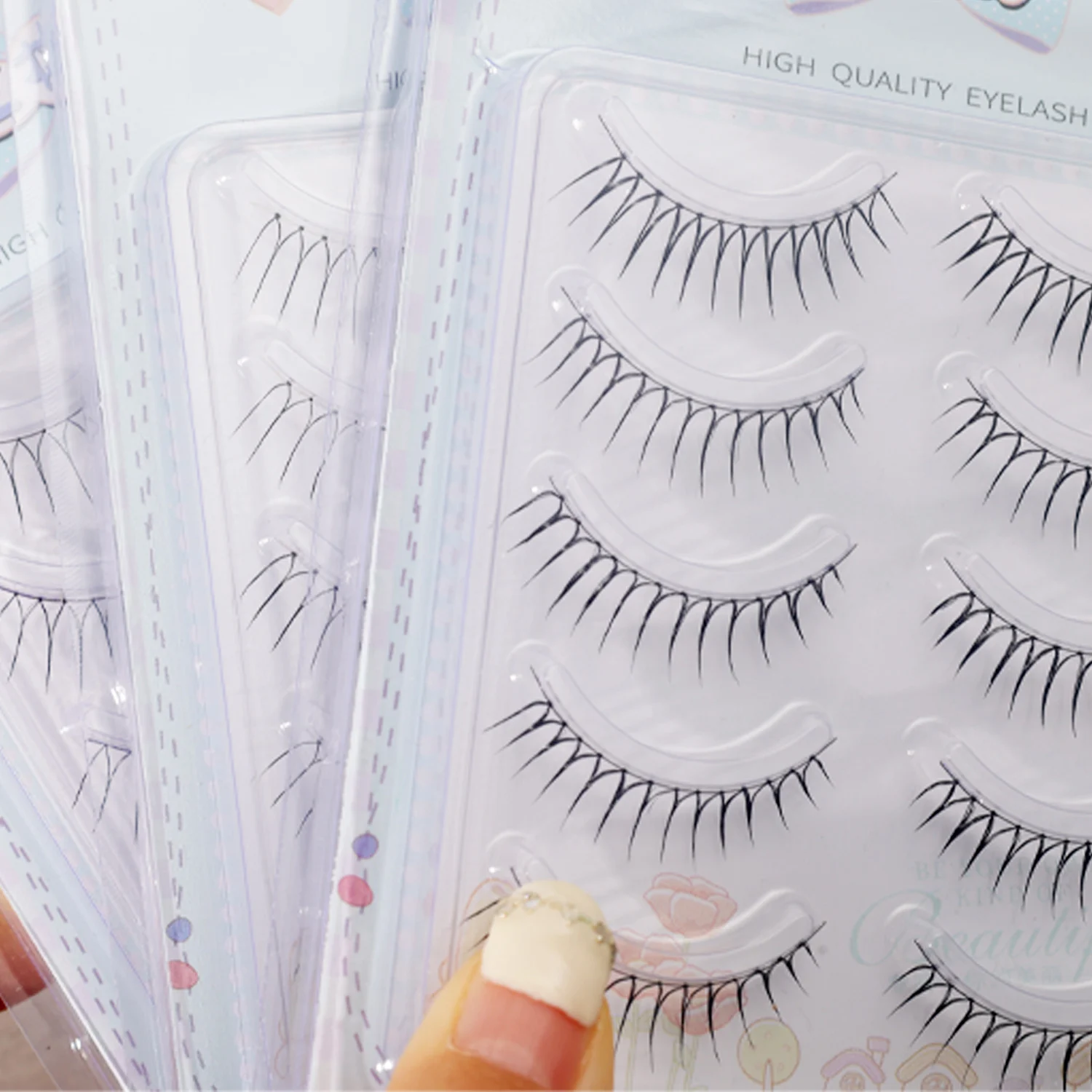 Novo ídolo coreano cílios naturais em forma de u tira fina cílios macios mangá extensões de cílios postiços cílios em quadrinhos olhos maquiagem