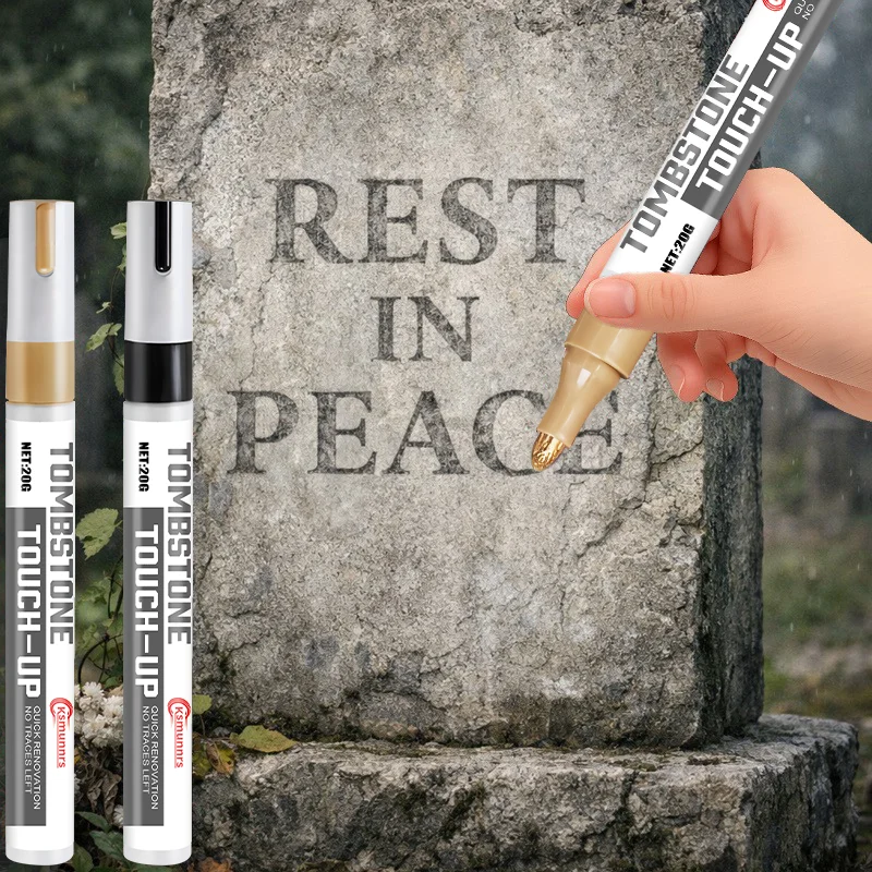 Tombstone Touch Up Pen, Waterproof Marker for Gravestone Letter Restoration, Fade Resistant Stone Repair Paint Pen