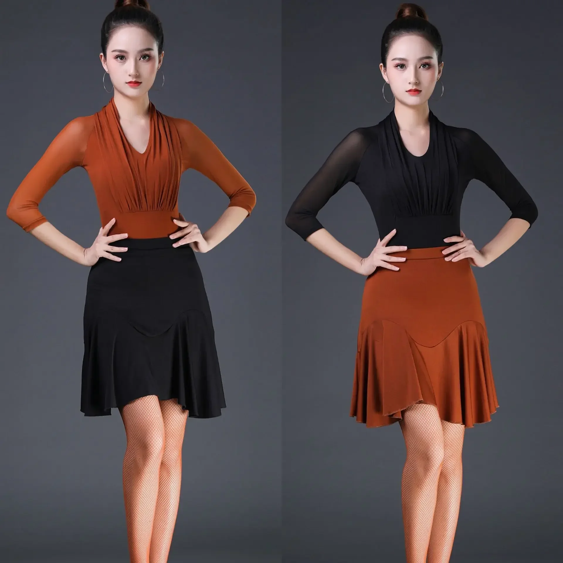 

Юбка «рыбий хвост», сетчатая юбка средней длины для латинских танцев для женщин, новый стиль, мягкая одежда для бальных танцев, вальса, танцевальная одежда 2025