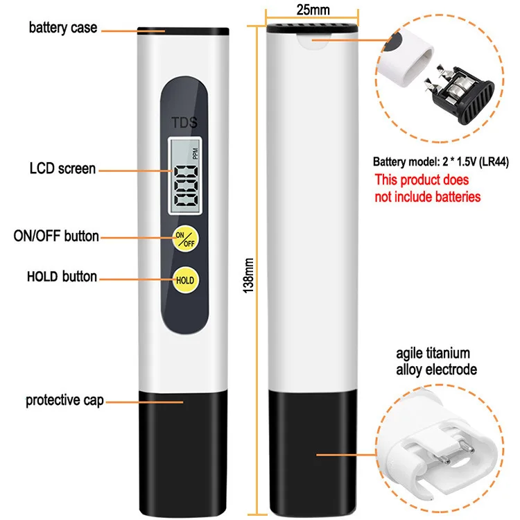 مقياس إجمالي المواد المذابة جهاز اختبار المياه الرقمي 0-9990ppm محلل جودة مياه الشرب رصد تصفية اختبار سريع حوض السمك الزراعة المائية حمامات السباحة