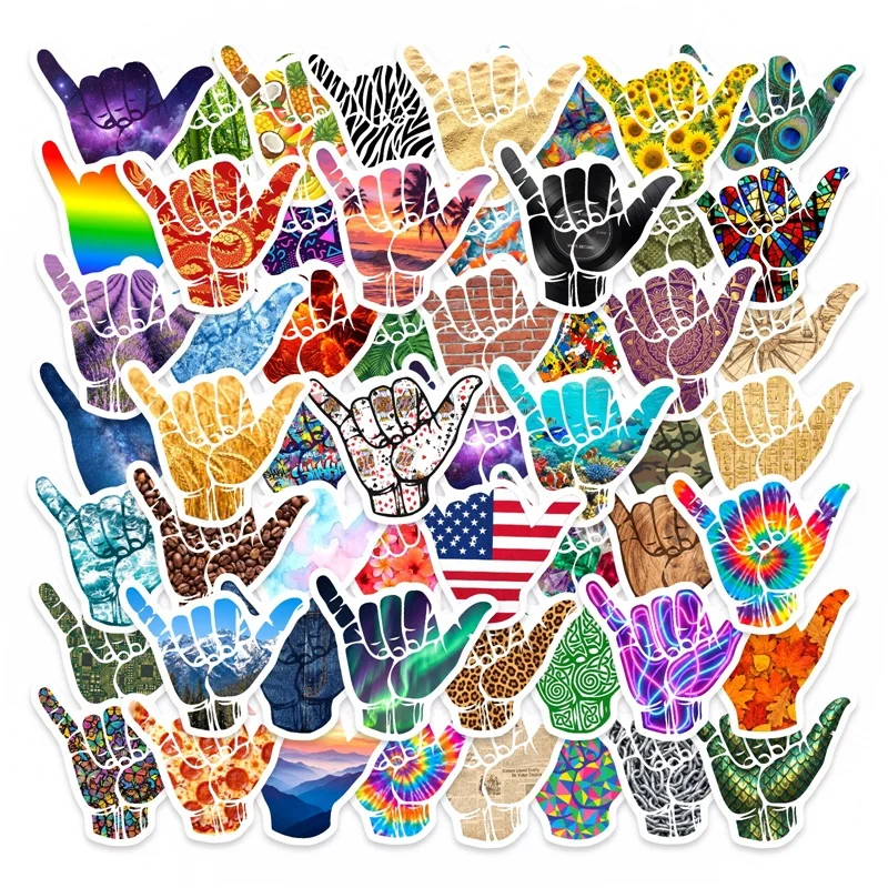 

56PCS Creative Gestures PVC Sticky Sticker Aesthetic Colored DIY Decoration Scrapbooking Hand Accounting Supplies for Kids