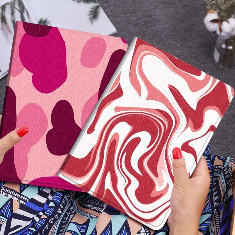 

Marbled Red Swirl Pattern Gift Tablet Case For Huawei Honor MatePad MediaPad Air 5 6 7 11 V6 V7 V8 V9 X9 X8 T10 T10s C5e T5