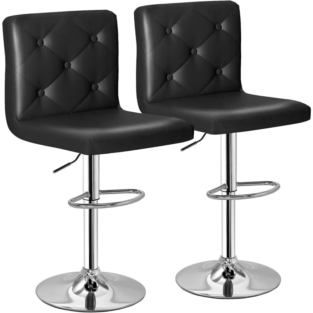 

Adjustable Bar Stools with Back Kitchen Counter Height Set of 2 Extra Large Black