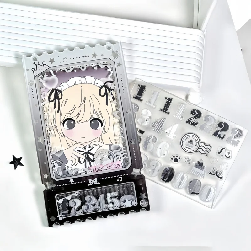 Festive Ticket‑Stub‑Shaped Acrylic Display Frame, Shaker Particle‑Included Cute Decorative Card Sleeve, for 3.5Inch Photoscards