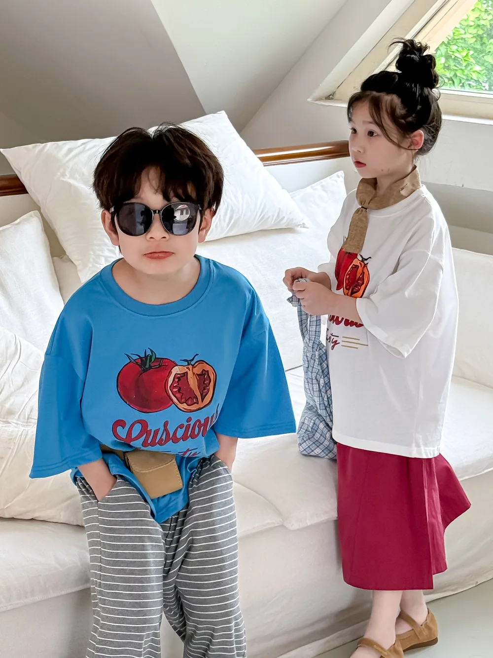 2026 Summer Children Casual T-shirt Cartoon Print Kid's Fashion Tops Boys Girls Round Neck Clothes Oversized Short Sleeve Tee