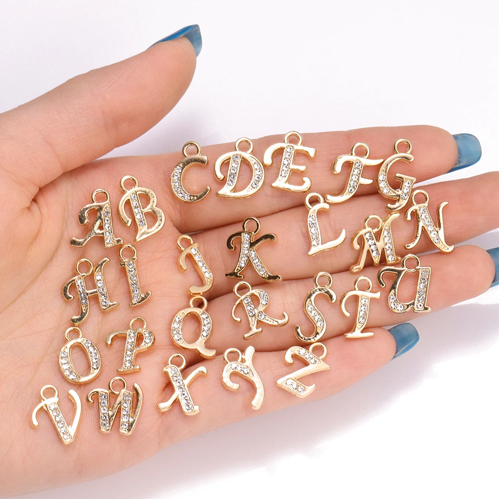 10Pcs Exquisite Gold Color 26 Letters Set Charms For DIY Jewelry Making First Alphabet Pendant Bracelet Necklace Crafts Accessor