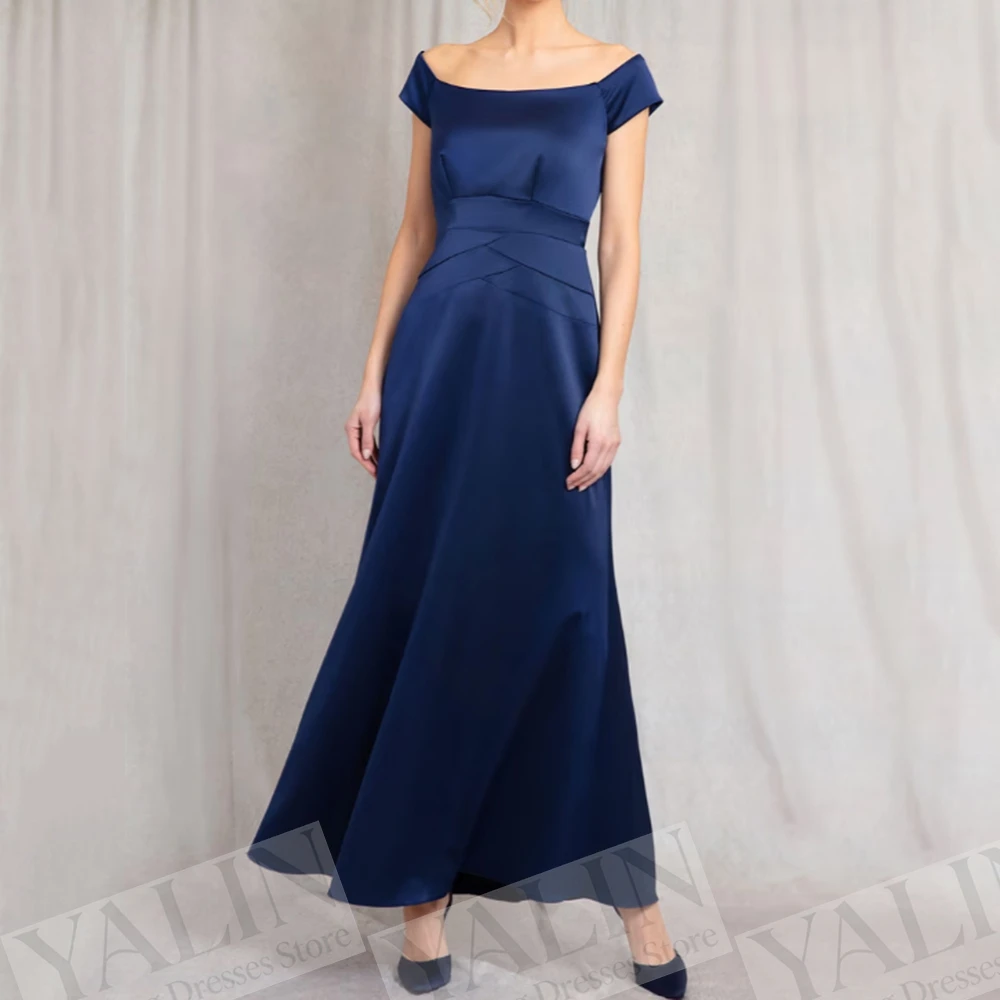 

Women's A-line Evening Dresses Ankle-length Off The Shoulder Sleeveless Prom Dresses Fashion Pleat Simple Draped Customized Gown