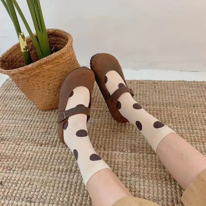 New Design Big Polka Dots Pattern Long Socks Women's Korean Trendy Middle Tube Sock Y2K Cute Comfortable Breathable Casual Socks