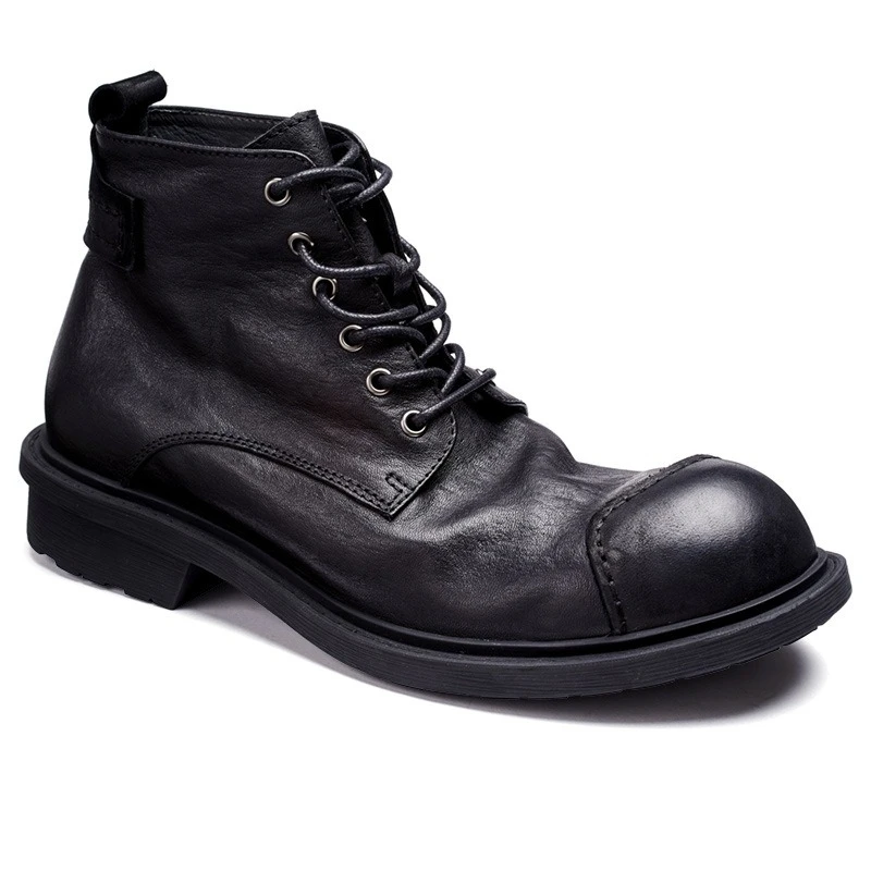 Big-headed Men's Retro Work Boots Fashion Lace Up Genuine Leather Men Chelsea Boots High Quality Winter Men Casual Oxford Shoes