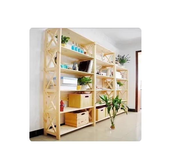 

Bookshelf, floor to wall storage rack, household shelf, multi-layer simple bookshelf, bedroom solid wood shelf