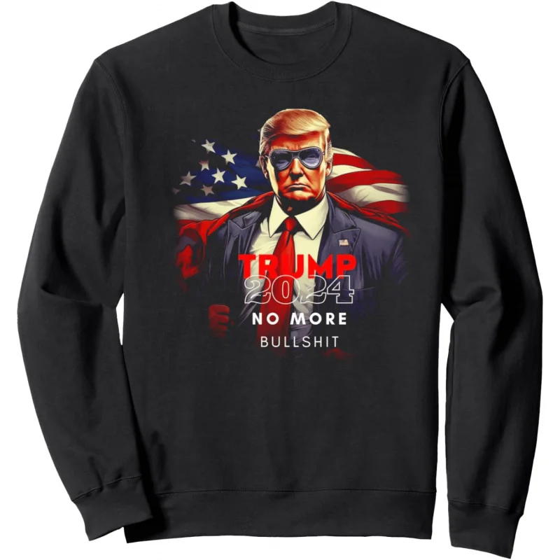 

Trump 2024 No More Bullshit American Flag Sweatshirt