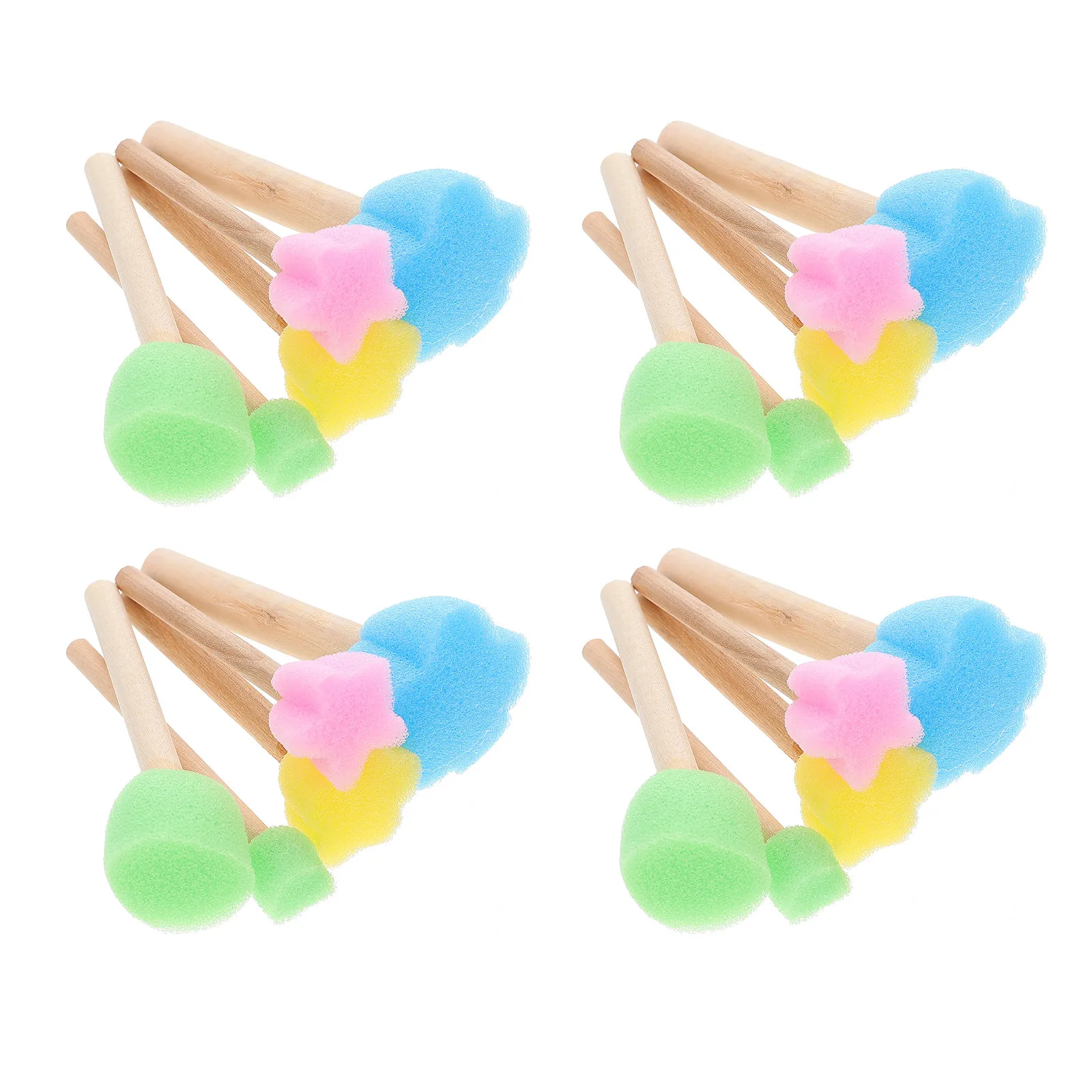 20Pcs Sponge Paint Brush Set Washable Portable Lightweight Paint Tools for DIY Graffiti Early Childhood Education