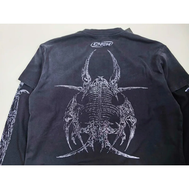 Men Women CHEW FOREVER Long Sleeve Tee Black Waffle Texture High Quality Casual Street T‑Shirt Tops