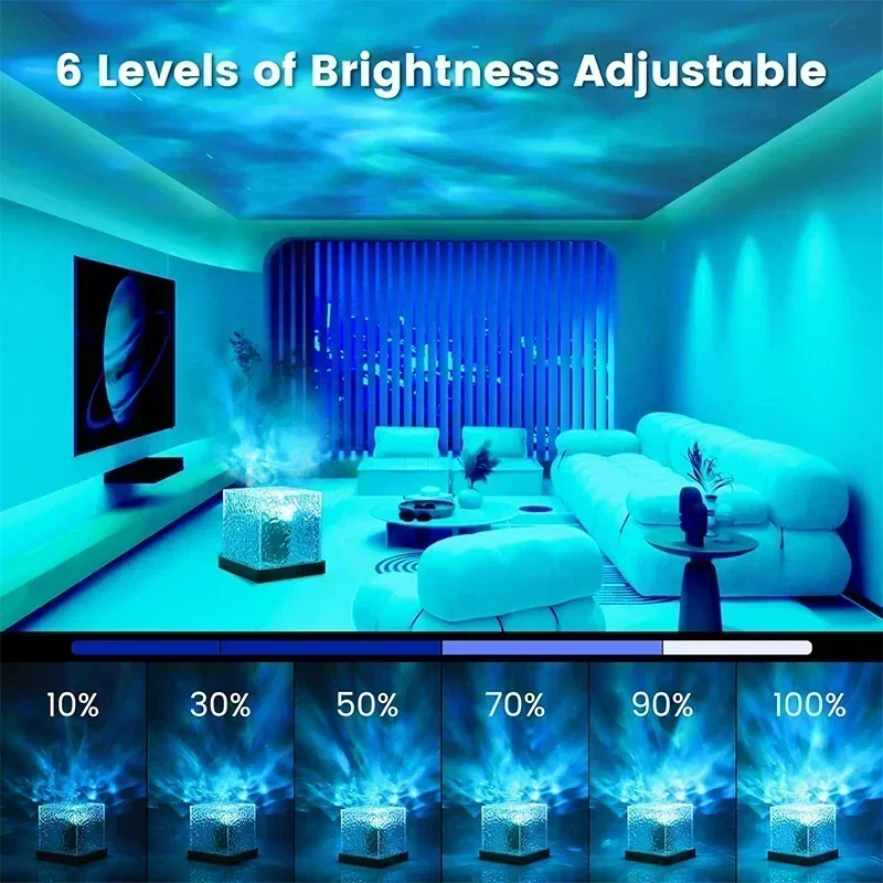 Ocean Wave Projector Light 16 Colors Midnight Aura Aurora Glow Lamp Home Office Bar Restaurant Underwater Projector Night Light