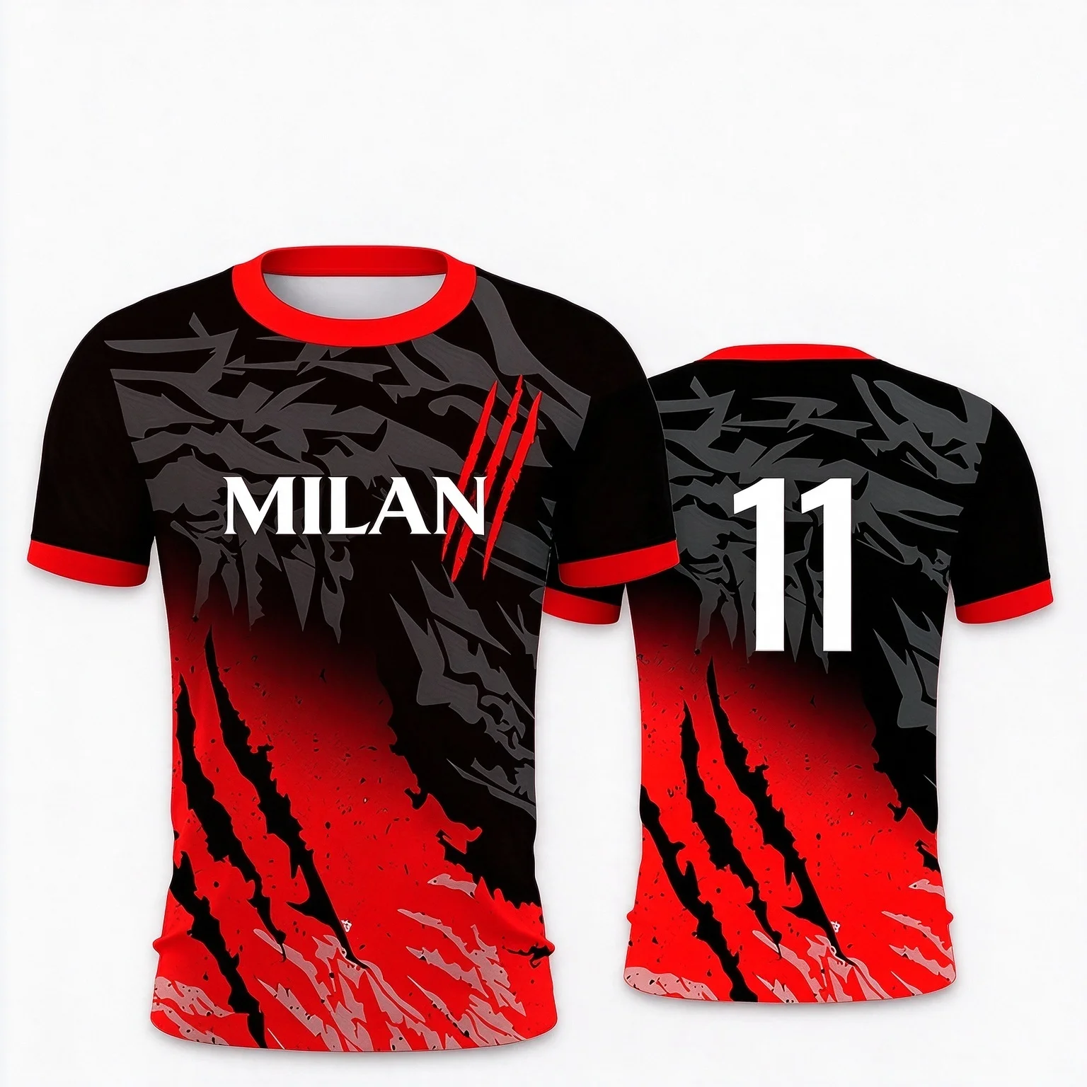 Men Breathable Soccer Jersey Milan 11 Print Short Sleeve Polyester Sport Football T Shirt Multiple Colors