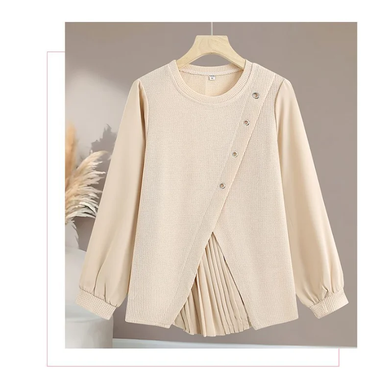 

Темпераментная одежда для мам среднего возраста с базовой рубашкой, весенняя одежда с длинными рукавами для женщин, весенне-осенние топы