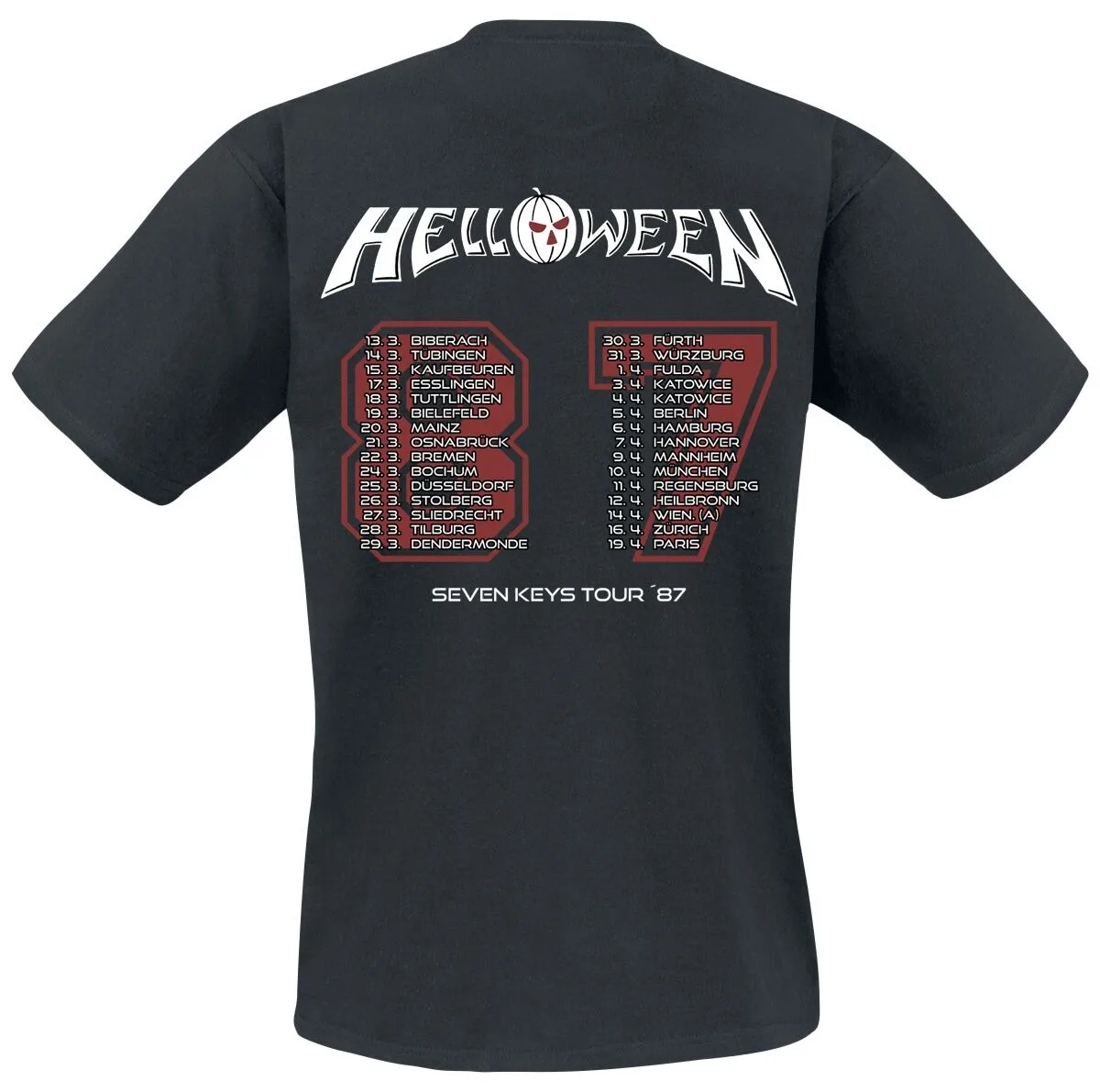 Helloween Seven Keys Tour '87 Tee, Power Metal T-Shirt with Wizard Crystal Ball & Tour Dates Print, Band Fan Merch