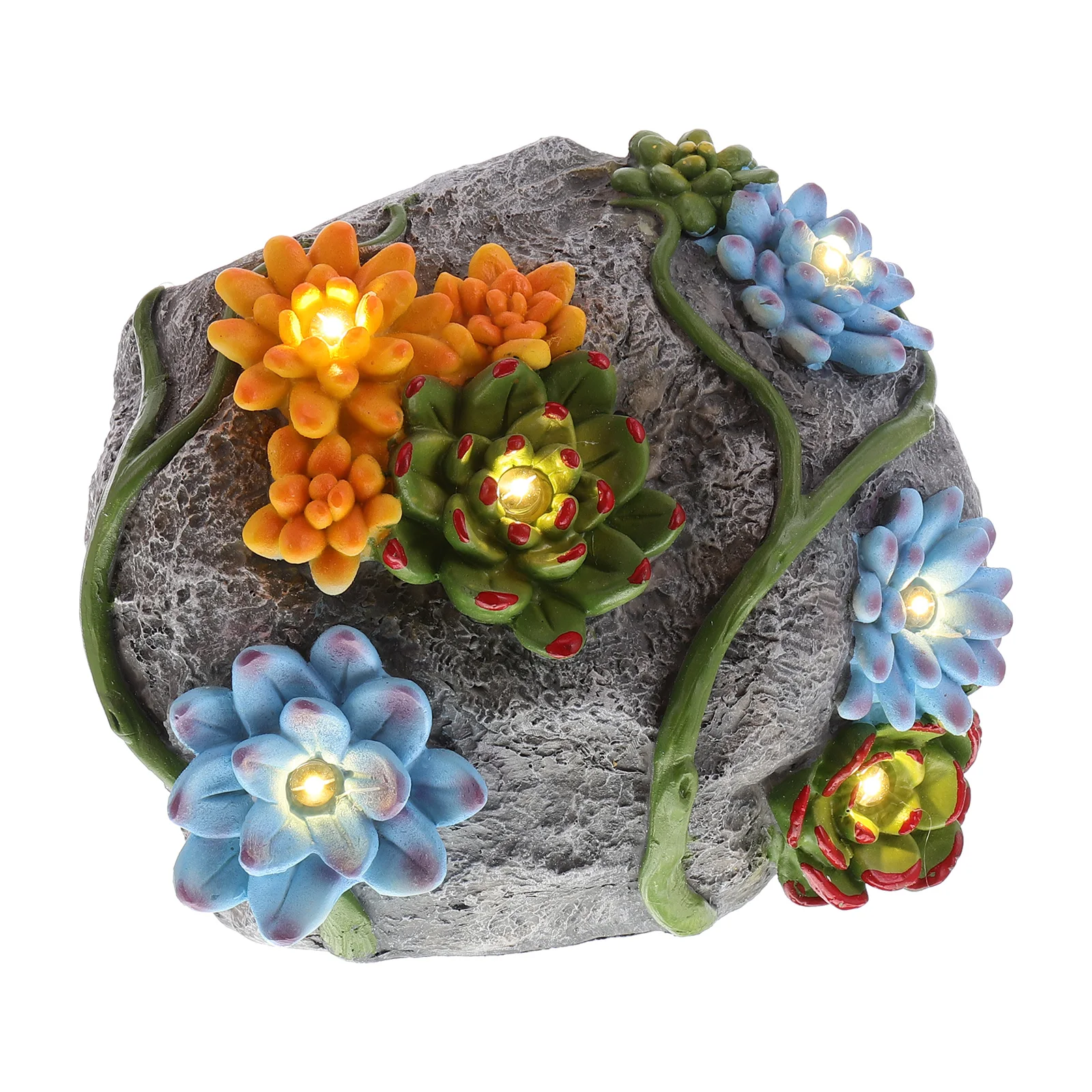 

Solar Stone Lamp Outdoor Yard Garden Path Resin Material Durable Texture Artificial Flowers Romantic Lighting Dreamy Atmosphere