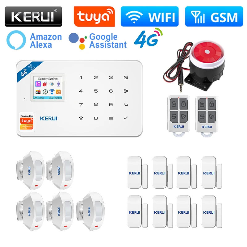 

KERUI W184 Home Smart Security Alarm System WiFi 4G GSM Wireless Tuya Control App 1.7 Inch Color Screen Voice Prompt Host