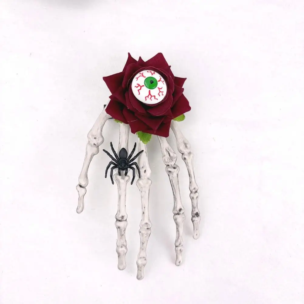 Halloween Hair Accessories Halloween Skeleton Hand Rose Flower Hair Clips Set for Day of Dead Cosplay Party Skull Eyeball Spider