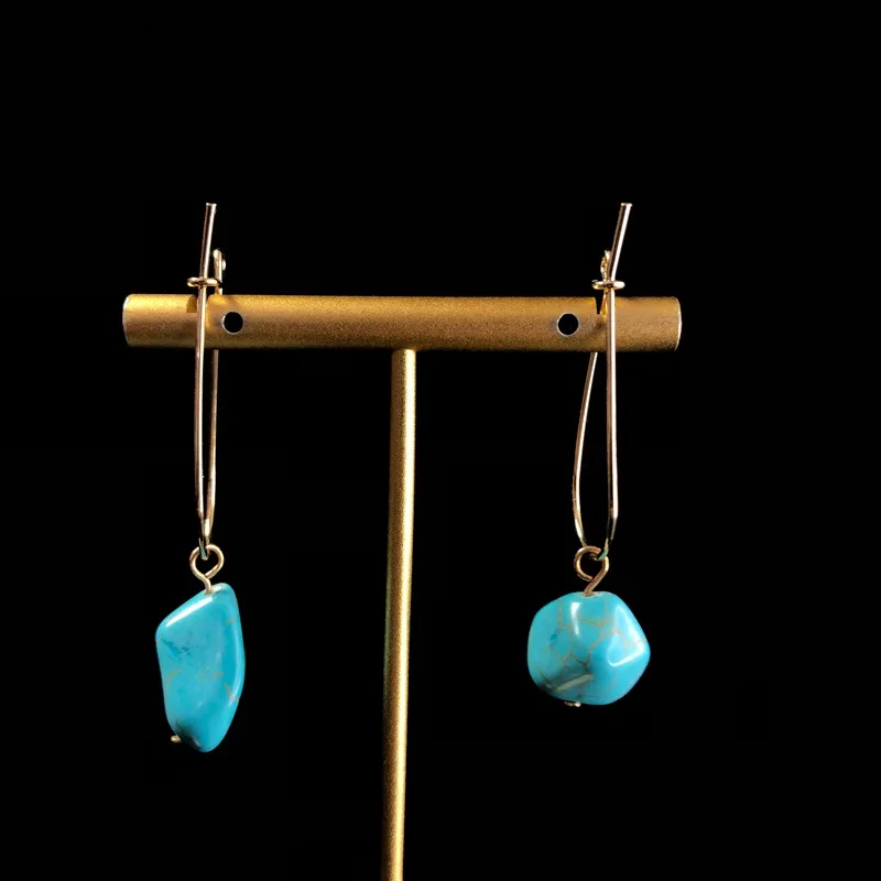 Imitation turquoise earrings, personalized retro versatile earrings for women серёжки женские