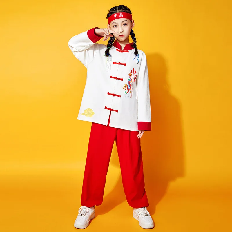 Costume de Wushu d'arts martiaux, uniforme de Kung Fu Wing Chun, vêtements de performance pour enfants, style chinois, chapelle Tai traditionnelle vintage