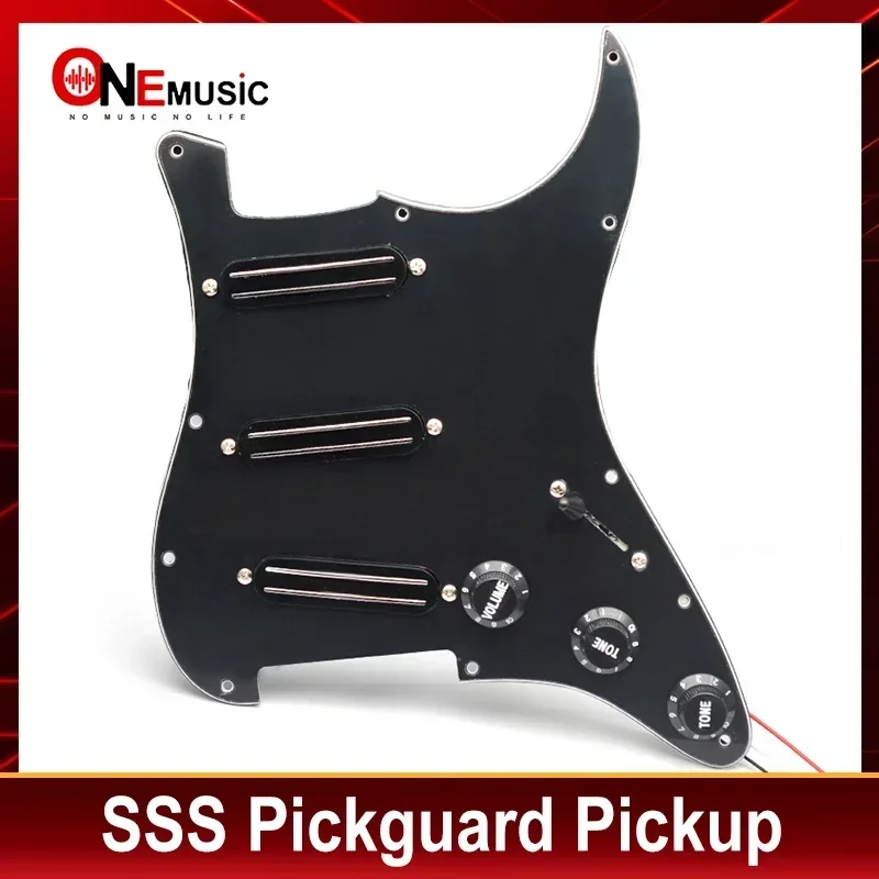 SSS Prewired Pickguard Mini Humbucker Electric Guitar 9K/9K/9K Loaded Prewired Scratchplate for ST Style Guitar Black