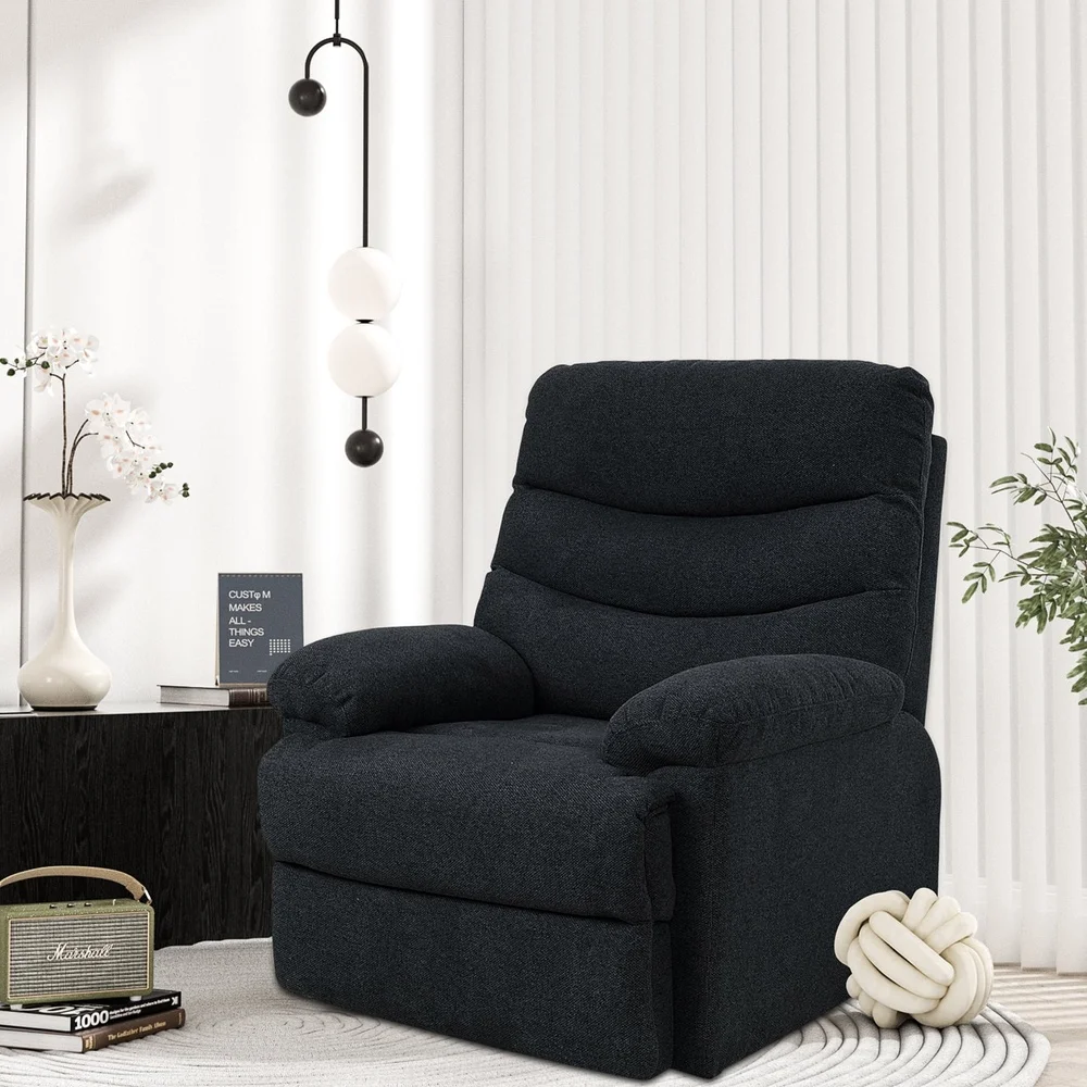 Kursi Malas Kain Berlapis Manual Pijakan Kaki Dapat Disesuaikan Ruang Tamu Kamar Tidur Lounge Nyaman Mendukung Relaksasi Lansia