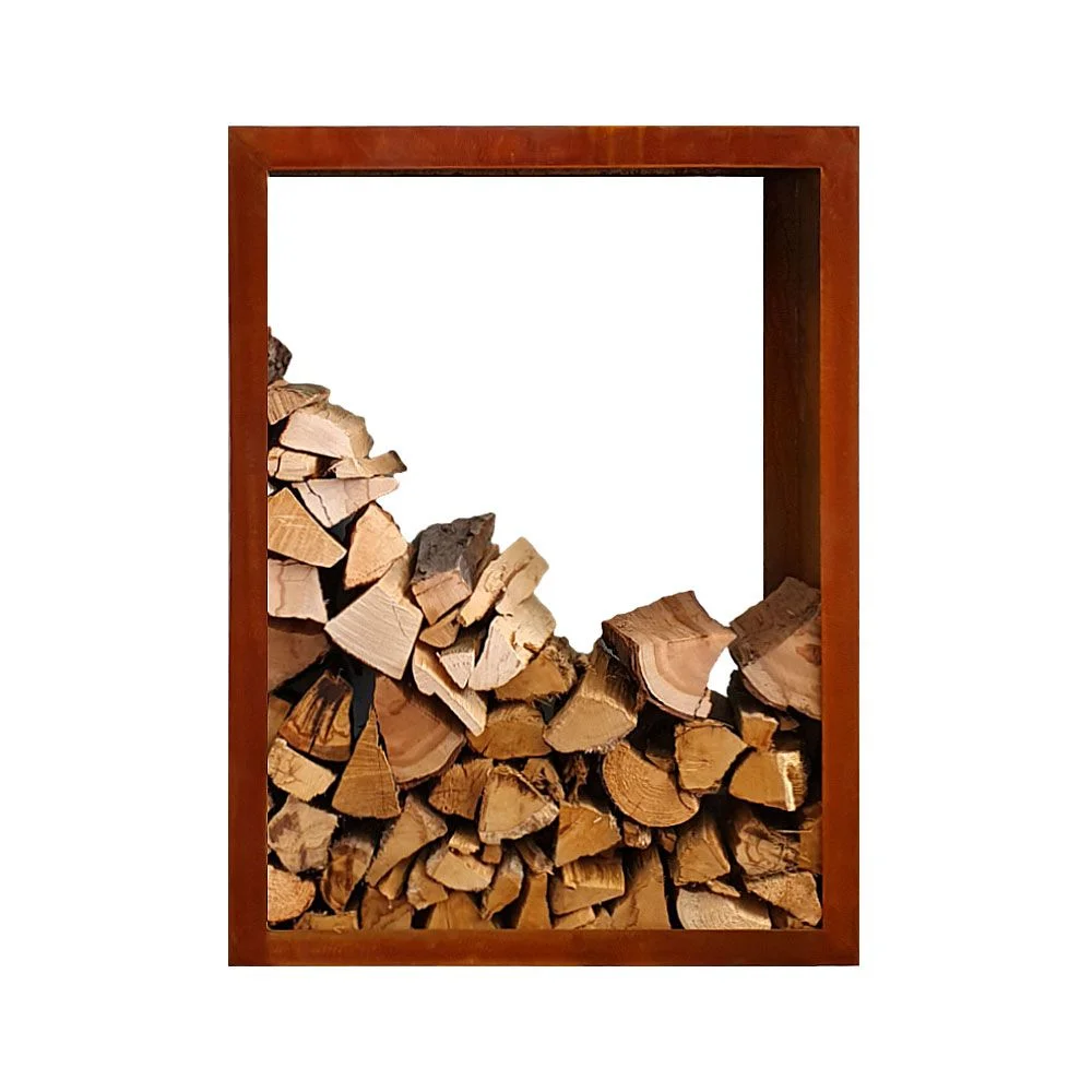 Custom Corten Steel Garden Fire Pit Outdoor Wood Storage Rack and Firewood Racks Fire Bowl Manufacture