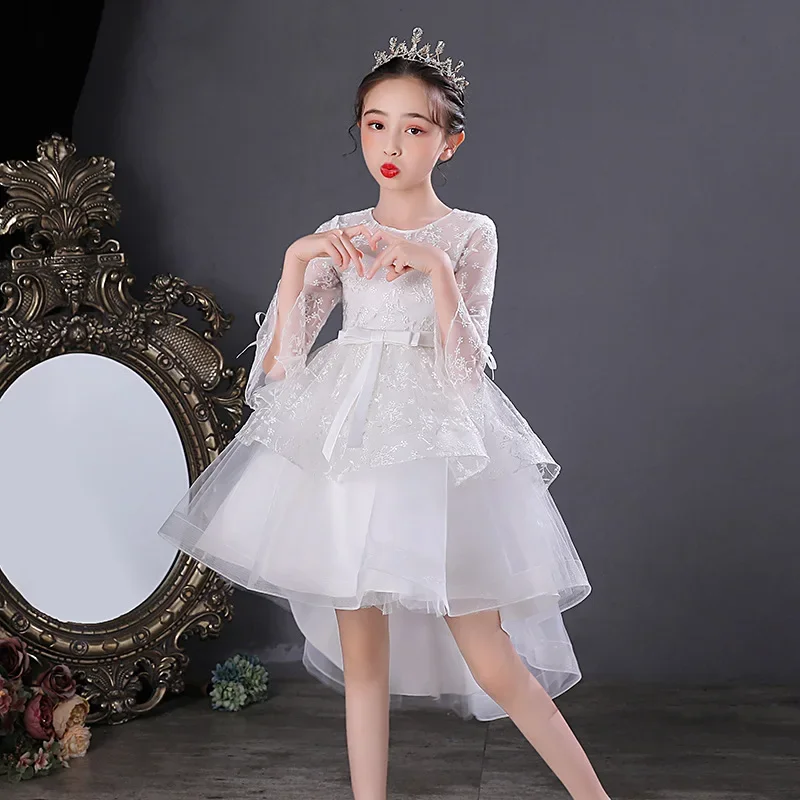 Fashion Flower Girl Dresses for Weddings Lace Long Sleeve Kids Girls Dress Summer Children Girls Party Dresses 3-13 Years