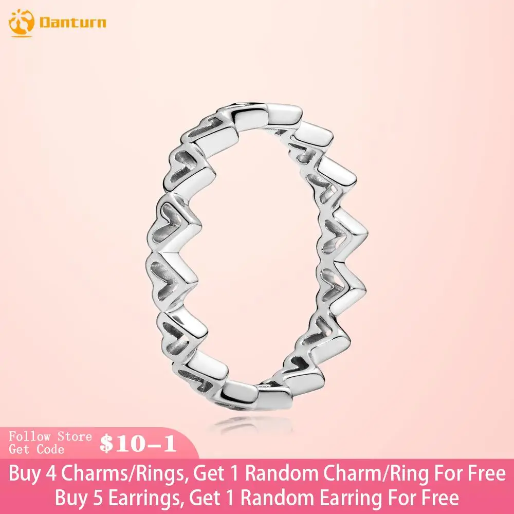 Danturn New 925 Sterling Silver Ring Freehand Hearts Rings Original 925 Silver European Ring Women DIY Jewelry Making Gift