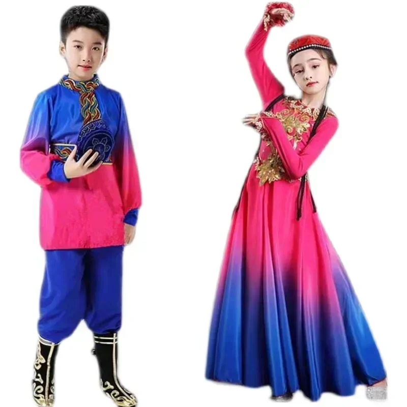Синьцзян-уйгурское танцевальное платье, костюм для выступлений, костюм для девочек, этнические меньшинства, народный танец, фестиваль хмонг, танцовщица, наряд, платье для тибетского танца