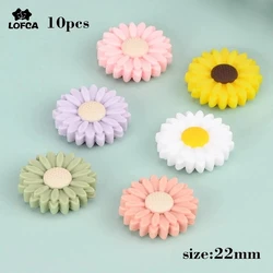 LOFCA 10pcs 22mm Chrysanthemum Sunflower Mini Silicone Beads DIY Beads to make bracelets Necklace  keychain wholesale