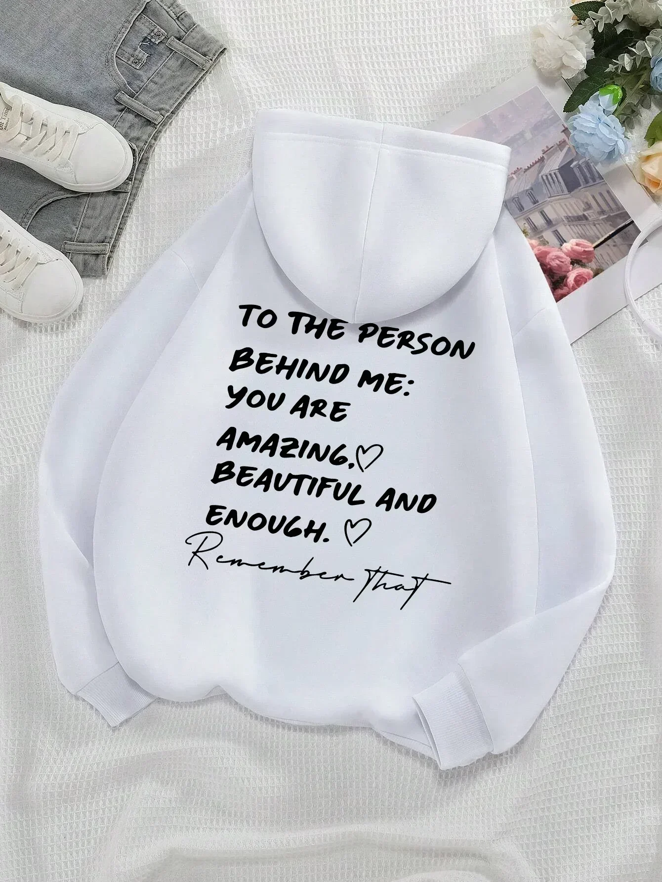 2025 إلى الشخص وراءي أنت أماينج المرأة قمصان سويت شيرت بقلنسوة الخريف الشتاء الدافئة هوديي غير رسمي Harajuku بلايز عادية #2