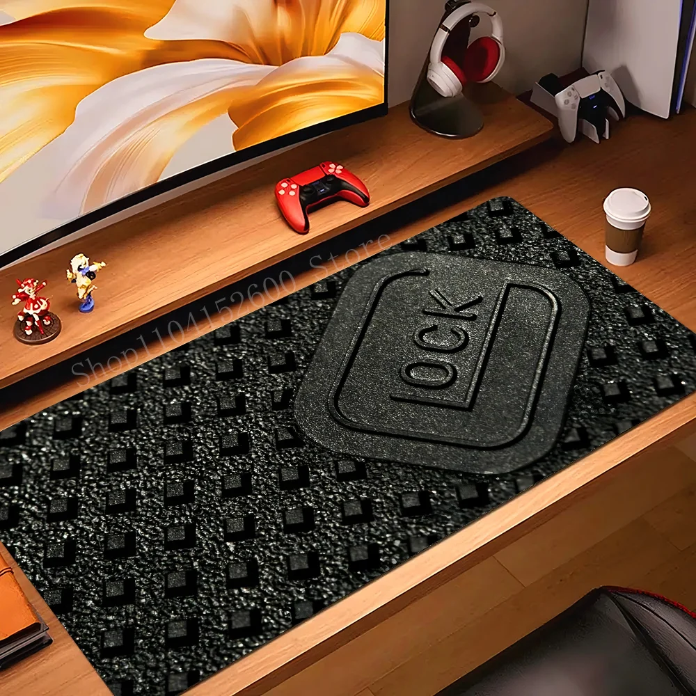 

Glock Handgun Logo Mousepad Mouse Mat Desk Mat With Pad Gaming Accessories Prime Gaming XXL Keyboard Pad