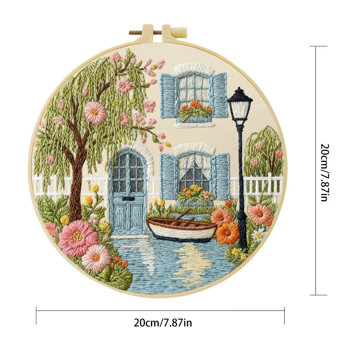 1 Stück 20X20CM/15X15CM 7,87/6,3 Zoll Landschafts-Stickerei-Starter-Kit DIY-Kit DIY-Stickerei-Set Handarbeiten Heimdekoration – Detail 4