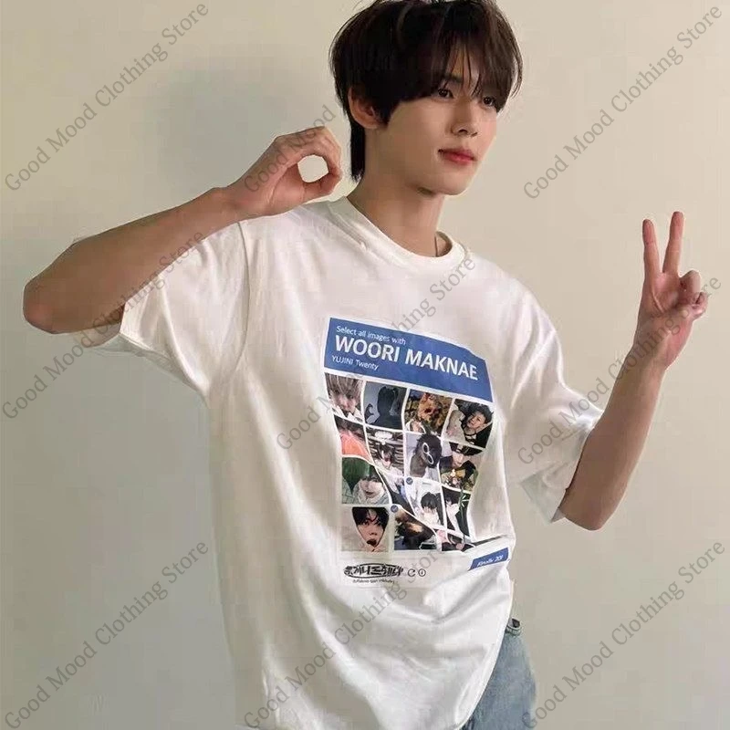 Футболка ZEROBASEONE ZB1 HAN YU JIN с одинаковым принтом, мужская и женская, из высококачественного хлопка, с коротким рукавом, модная свободная футболка в стиле K-pop
